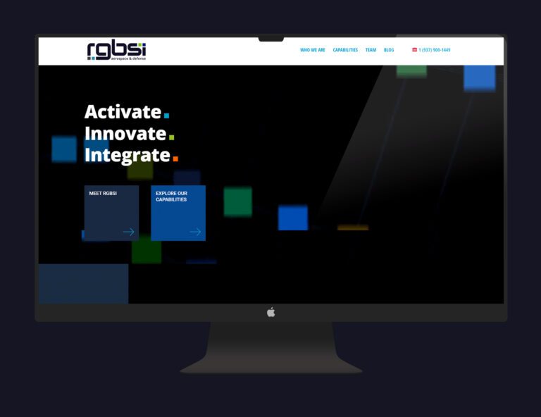 RGBSI homepage design shown on a computer monitor